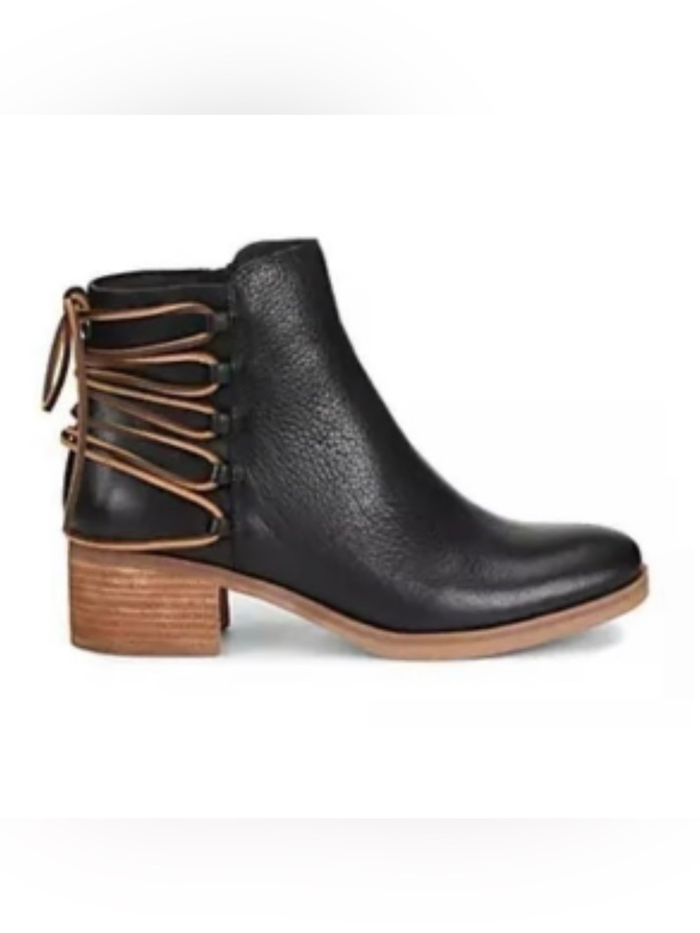 Kork Ease Belaya Black Leather Lace Up Booties Size 8